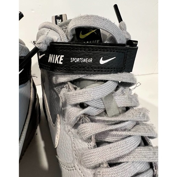 Nike Air Force 1 Mid Utility Wolf Grey Black size 7Y - Picture 6 of 12